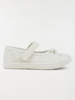 Ballerine brodée blanche fille (24-30)