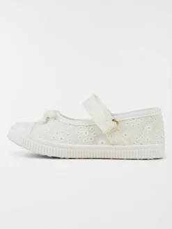 Ballerine brodée blanche fille (24-30)