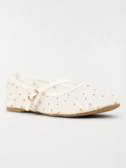 Ballerines blanches fleurs femme (37-42)