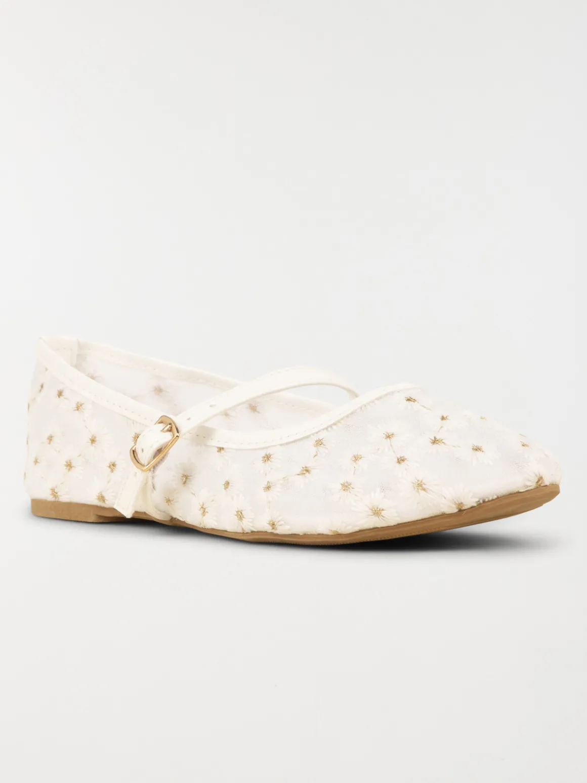 Ballerines blanches fleurs femme (37-42)