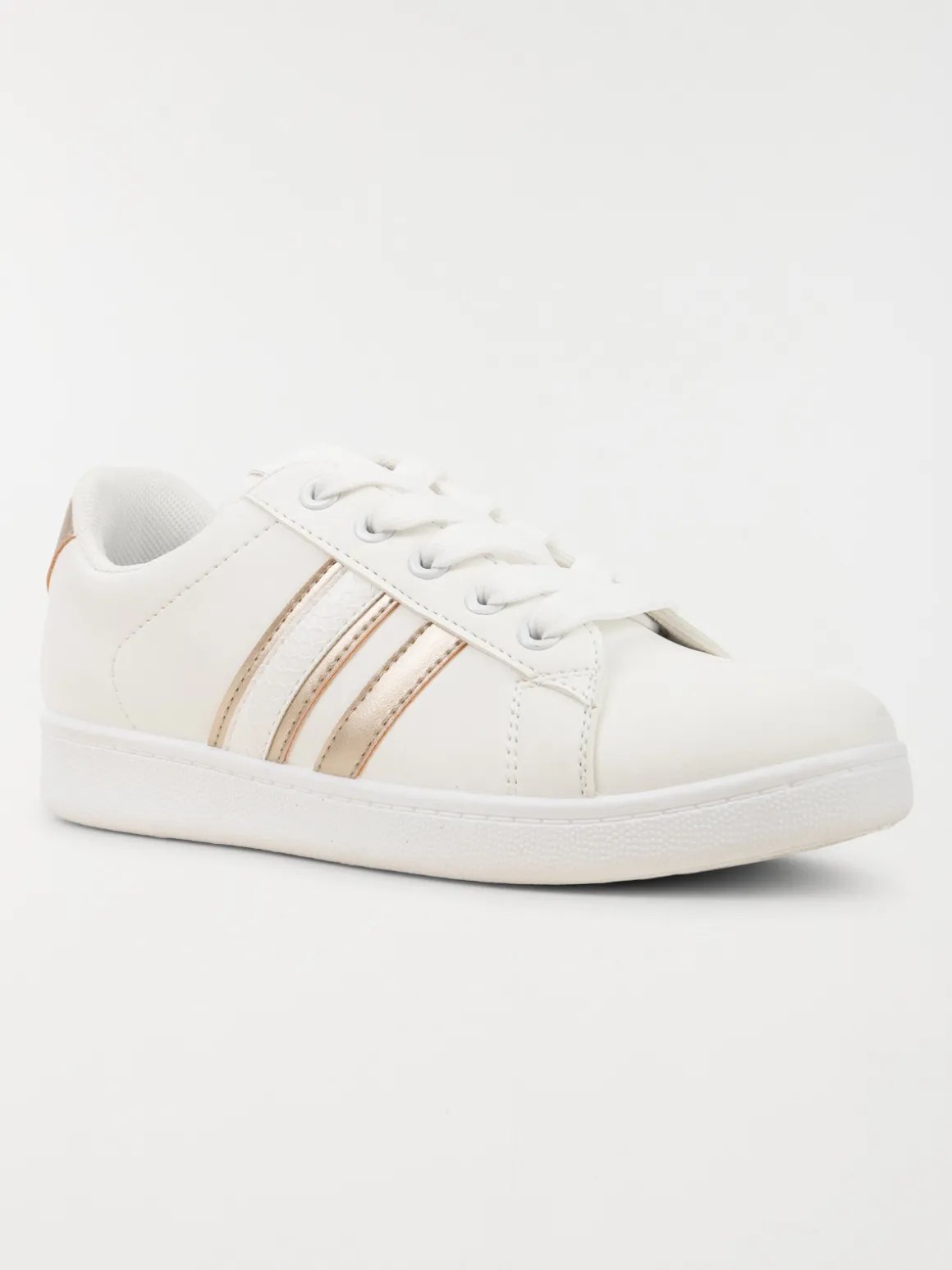 Basket blanche bande dorée femme (36-41)