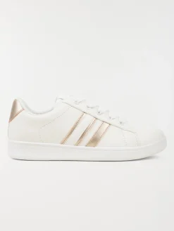 Basket blanche bande dorée femme (36-41)