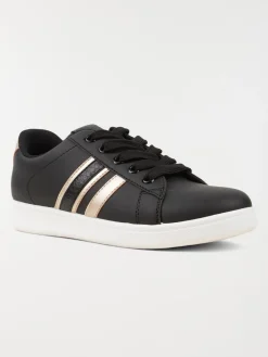 Baskets noires bande dorée femme (36-41)