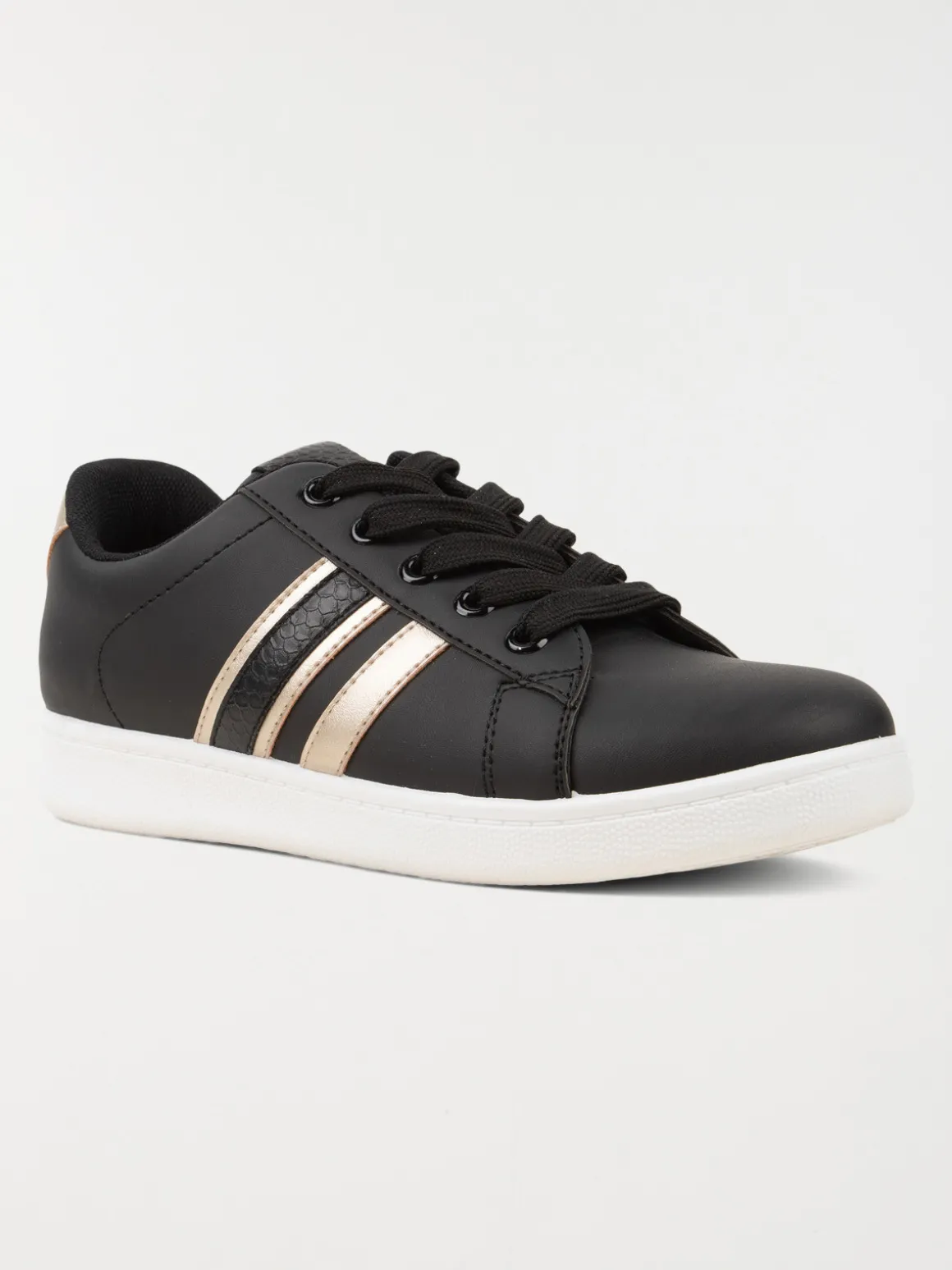 Baskets noires bande dorée femme (36-41)