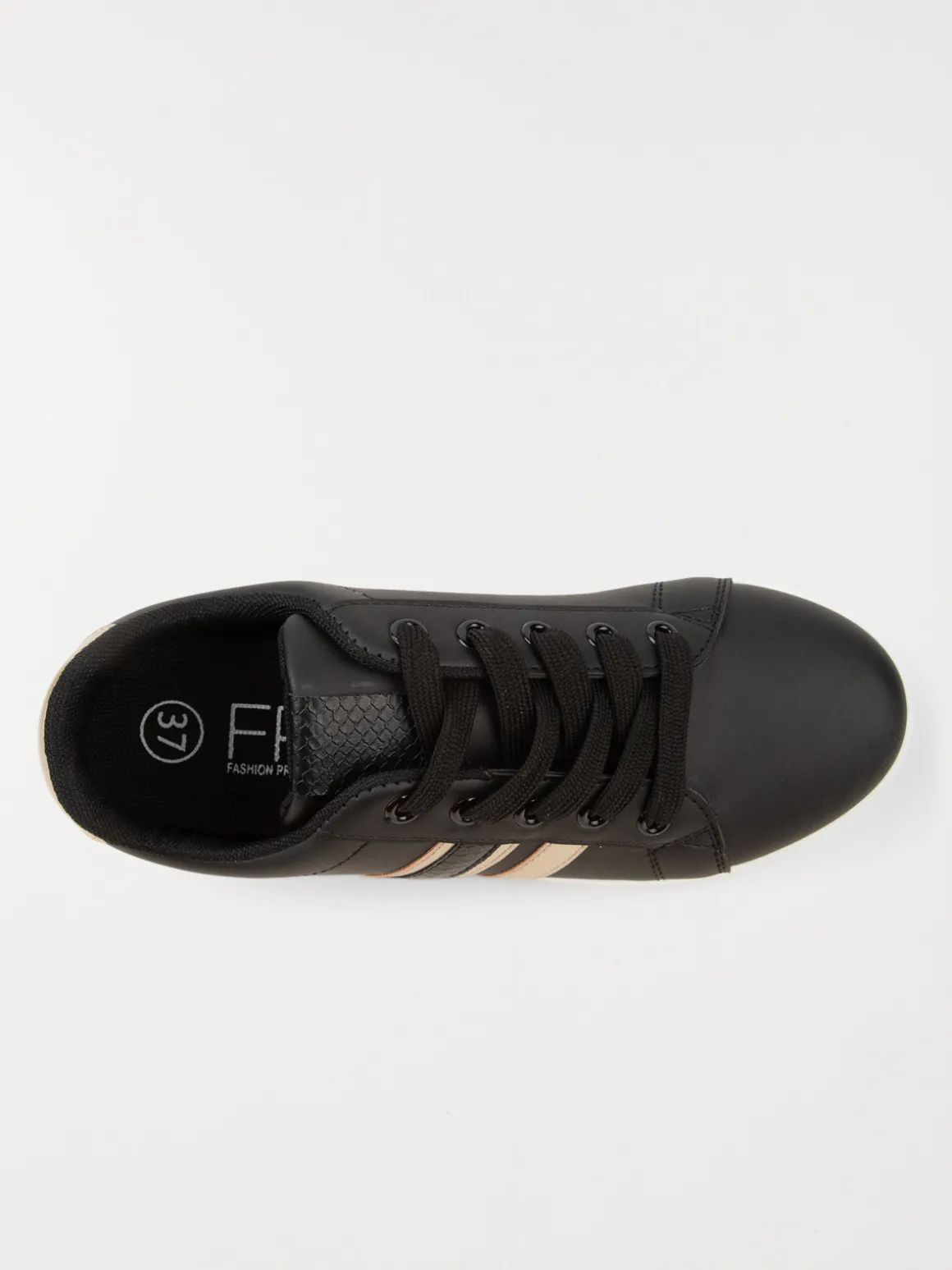 Baskets noires bande dorée femme (36-41)