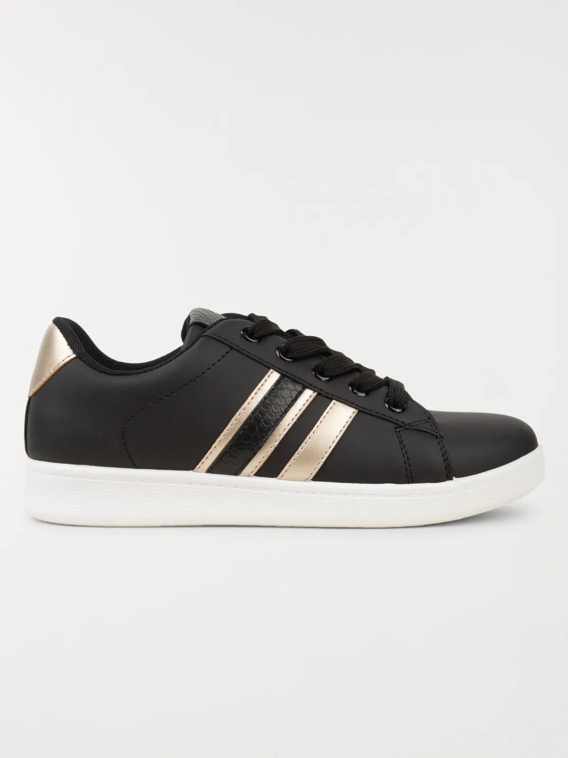 Baskets noires bande dorée femme (36-41)