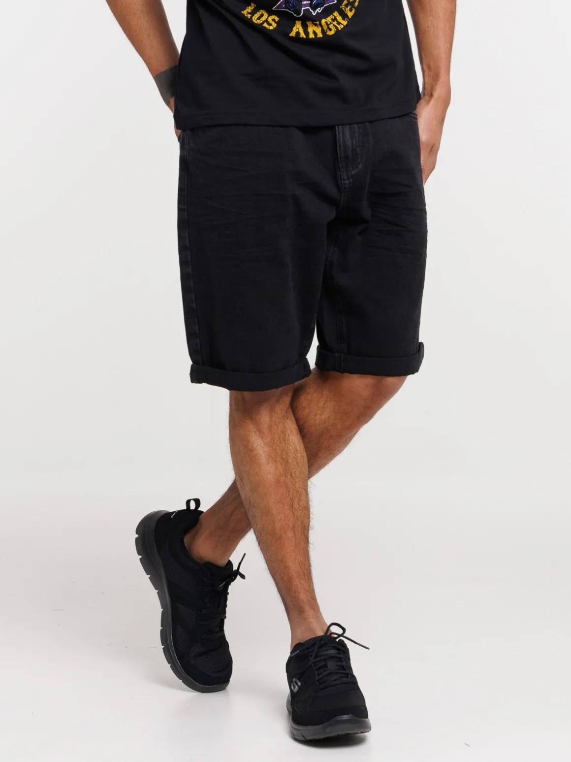 Bermuda en jean noir lavé homme