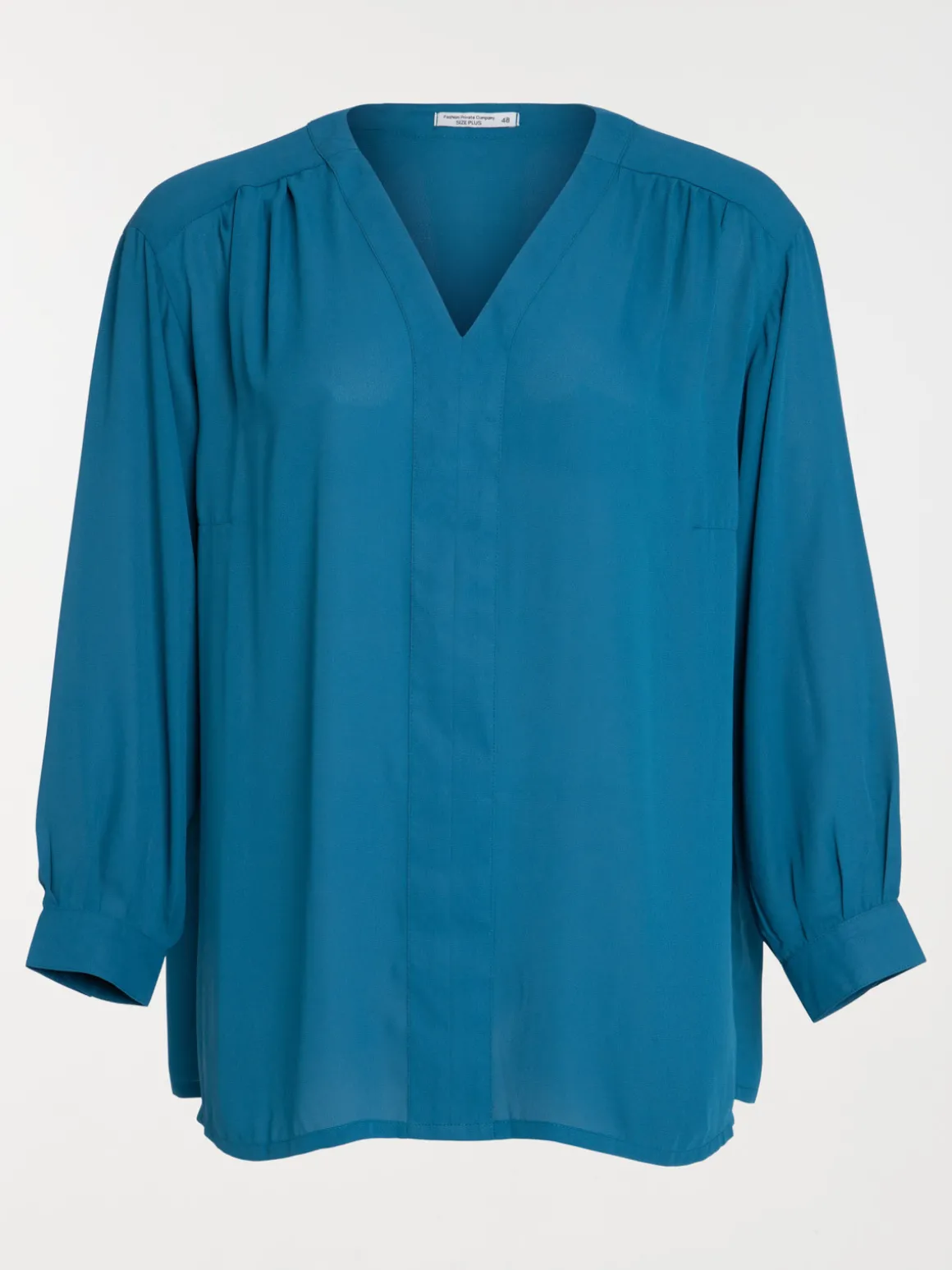 Blouse bleu paon grande taille femme