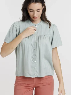 Blouse boutonnée jade femme