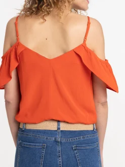 Blouse bretelle et volant Paprika femme