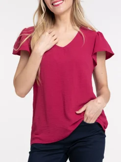 Blouse col V sangria femme