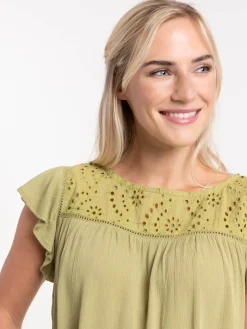 Blouse guacamole broderie anglaise femme
