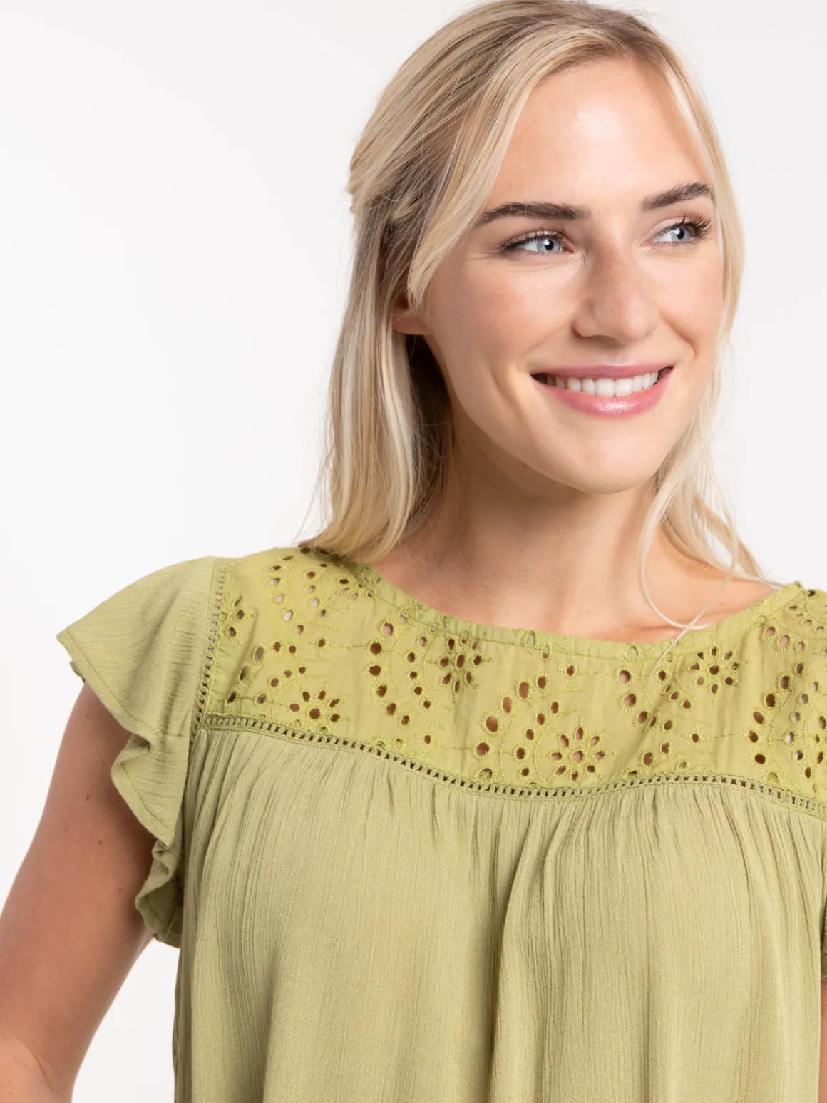 Blouse guacamole broderie anglaise femme