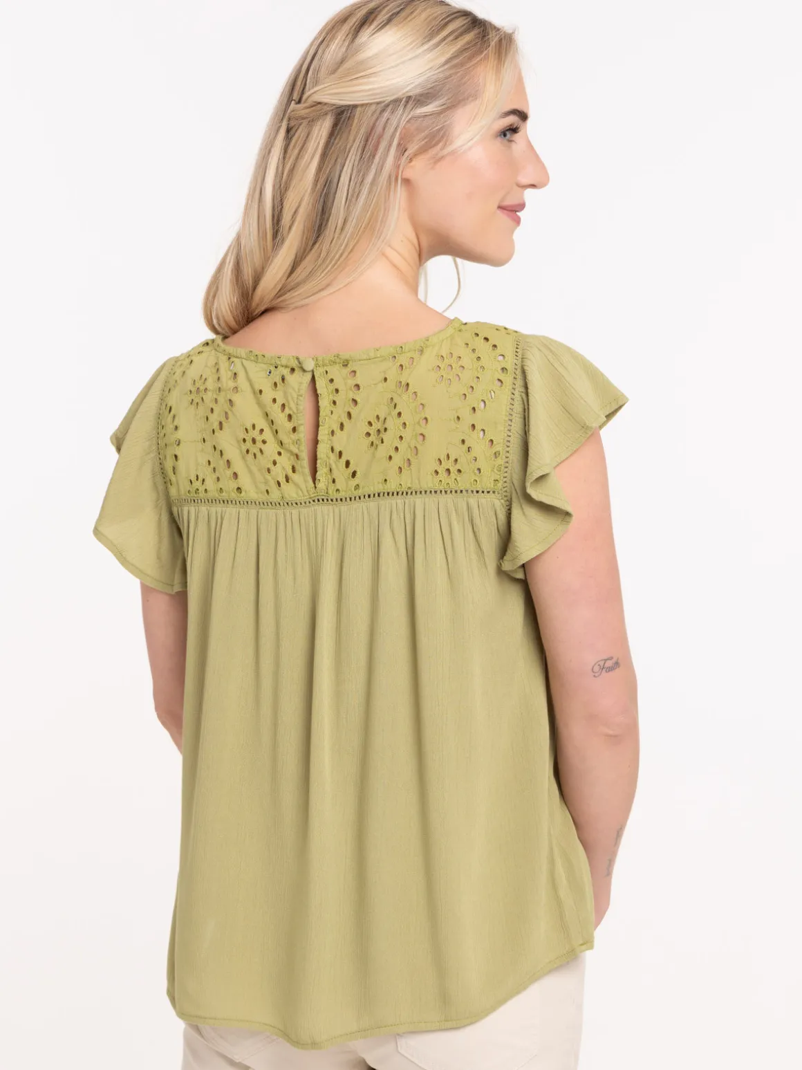 Blouse guacamole broderie anglaise femme
