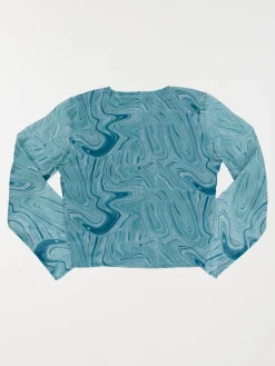 Blouse imprimée bleu paon fille (XXS-M)