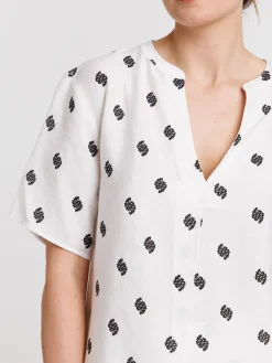 Blouse imprimée col tunisien femme