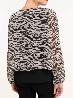 Blouse imprimée collier femme