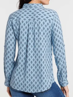 Blouse imprimée denim stone femme