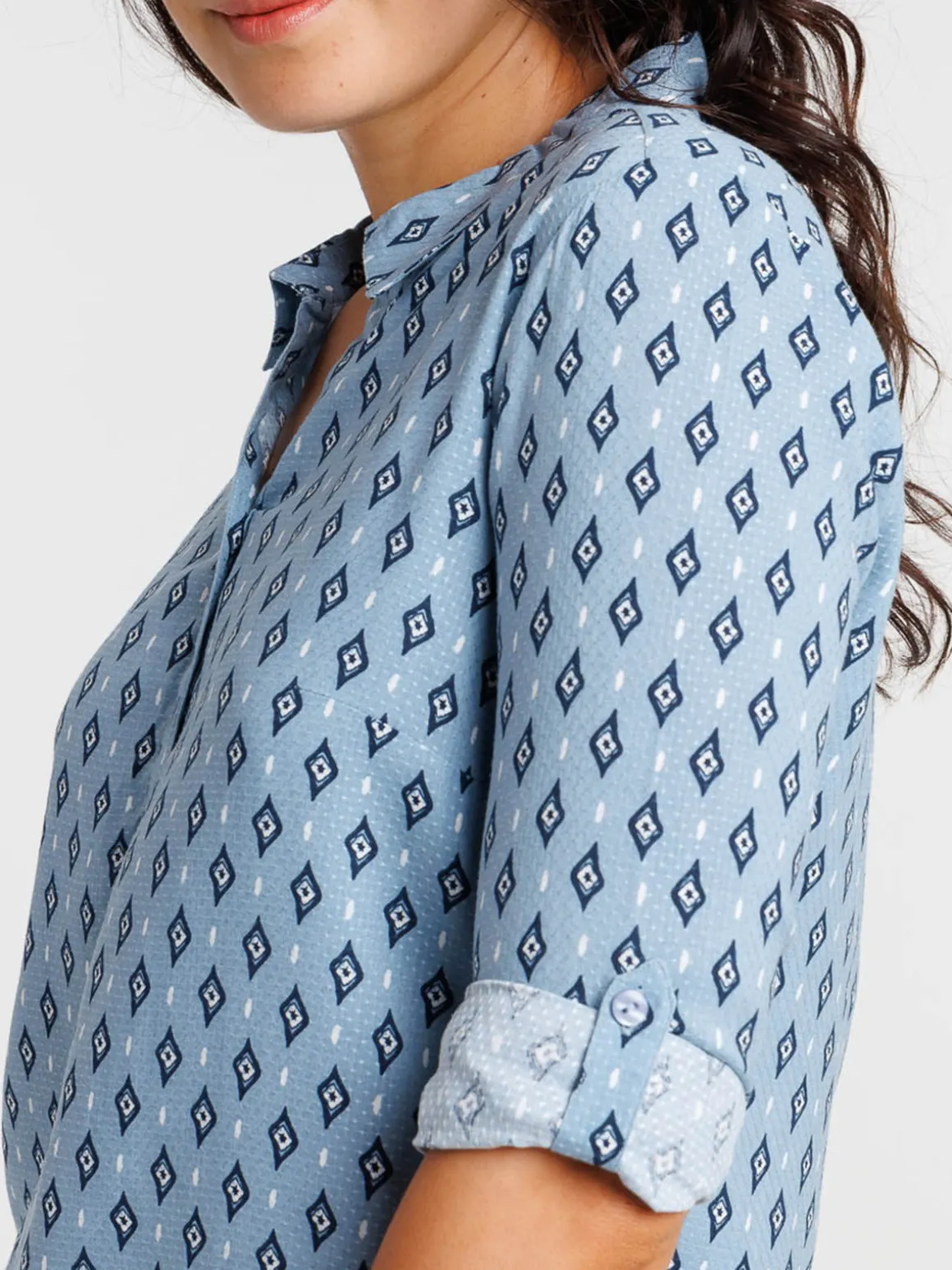 Blouse imprimée denim stone femme