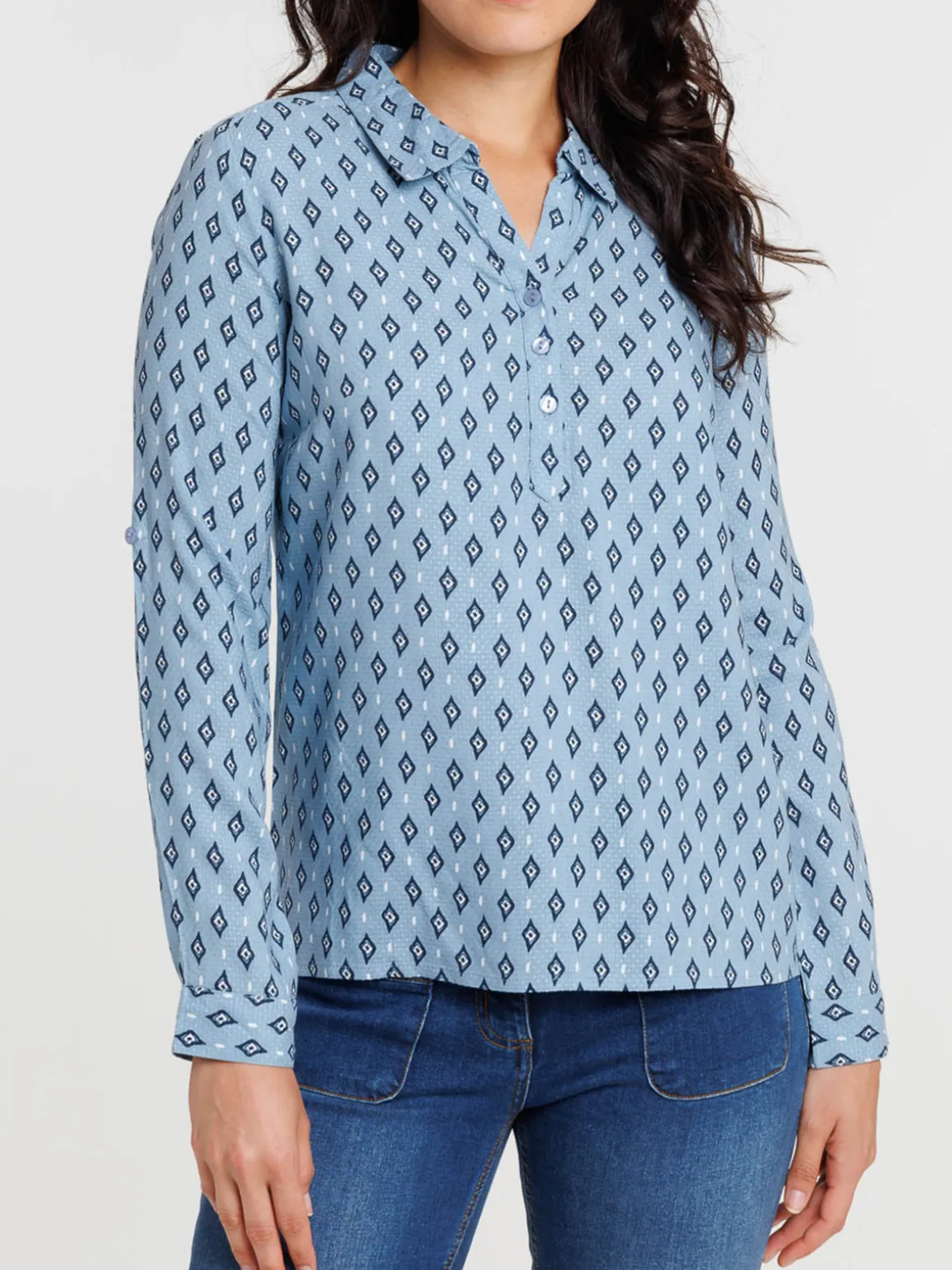 Blouse imprimée denim stone femme
