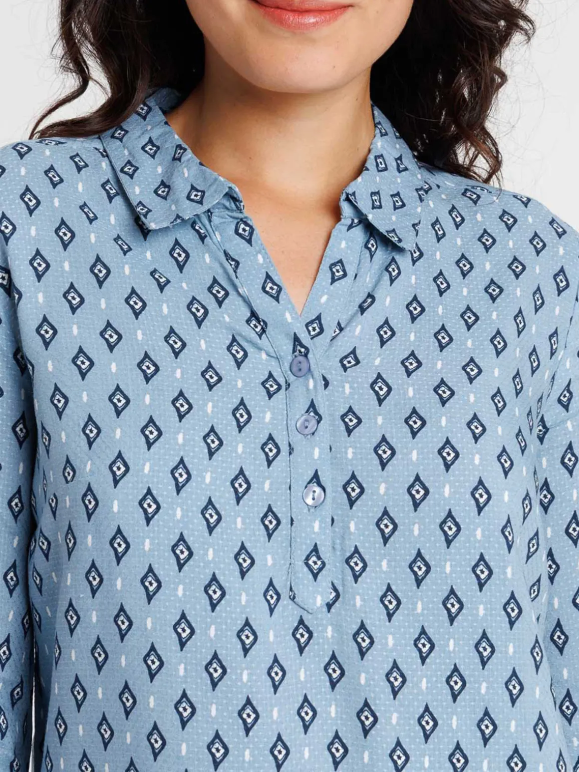 Blouse imprimée denim stone femme