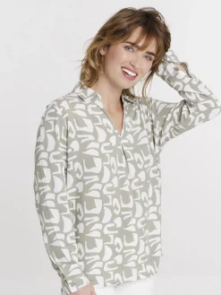 Blouse imprimée manches longues femme