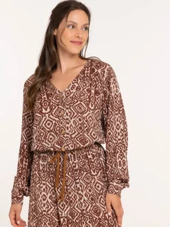 Blouse imprimée manches longues femme