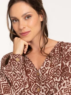 Blouse imprimée manches longues femme