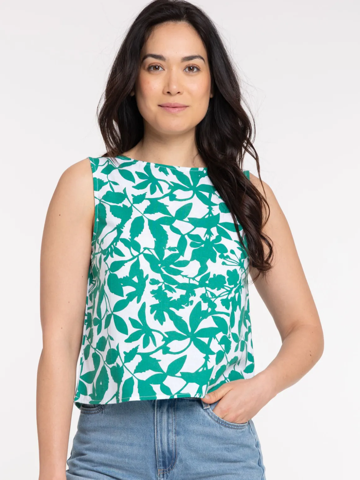 Blouse imprimée sans manches femme