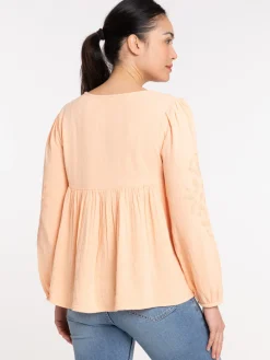 Blouse manches longues brodées femme