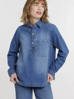 Blouse manches longues jean femme