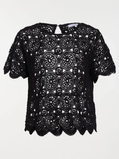 Blouse noire crochet grande taille femme