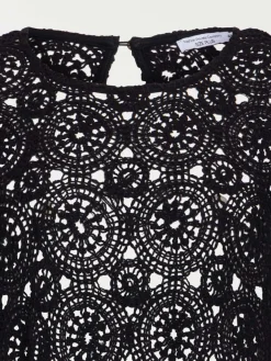 Blouse noire crochet grande taille femme