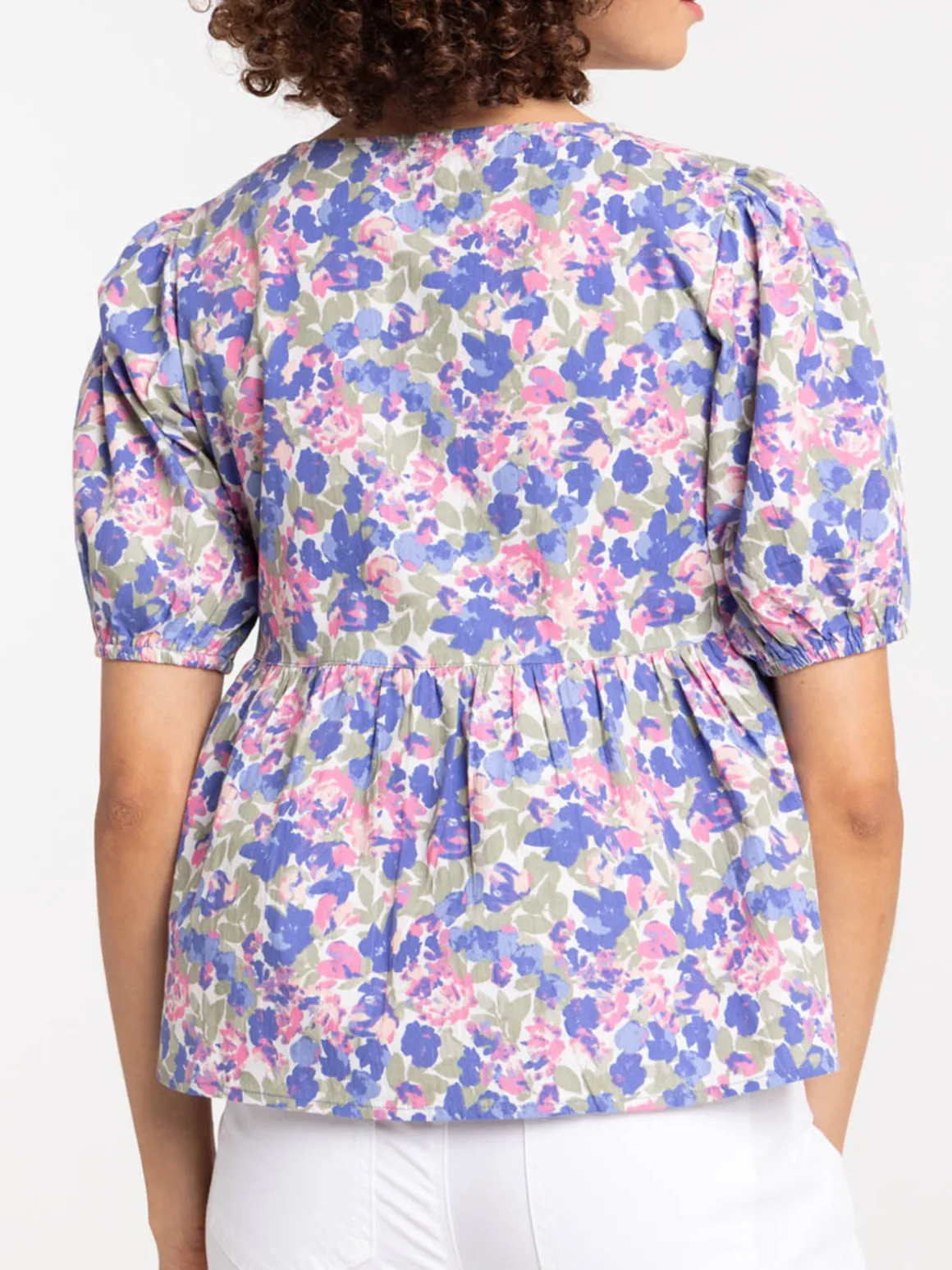 Blouse nouée fleurie femme