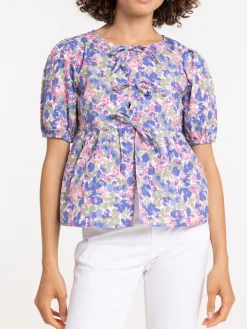 Blouse nouée fleurie femme