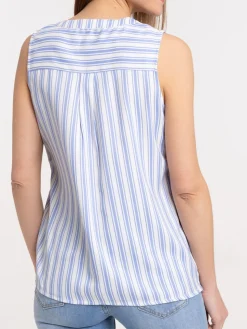 Blouse rayée sans manches femme