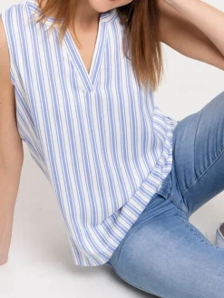 Blouse rayée sans manches femme