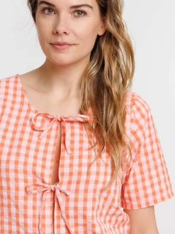 Blouse réversible vichy noeuds femme