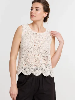 Blouse sans manches en crochet femme