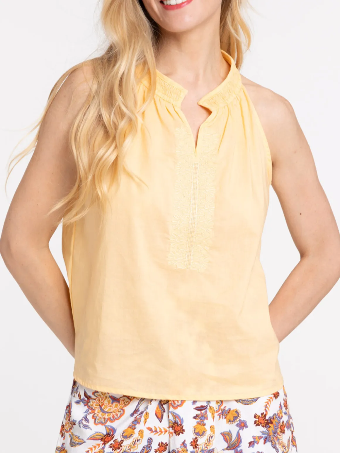 Blouse sans manches soft yellow femme