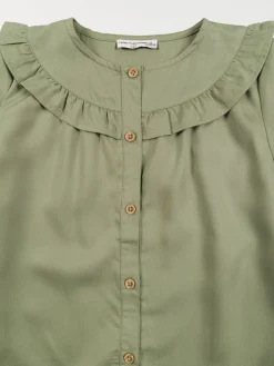Blouse unie vert camou fille (3-12A)