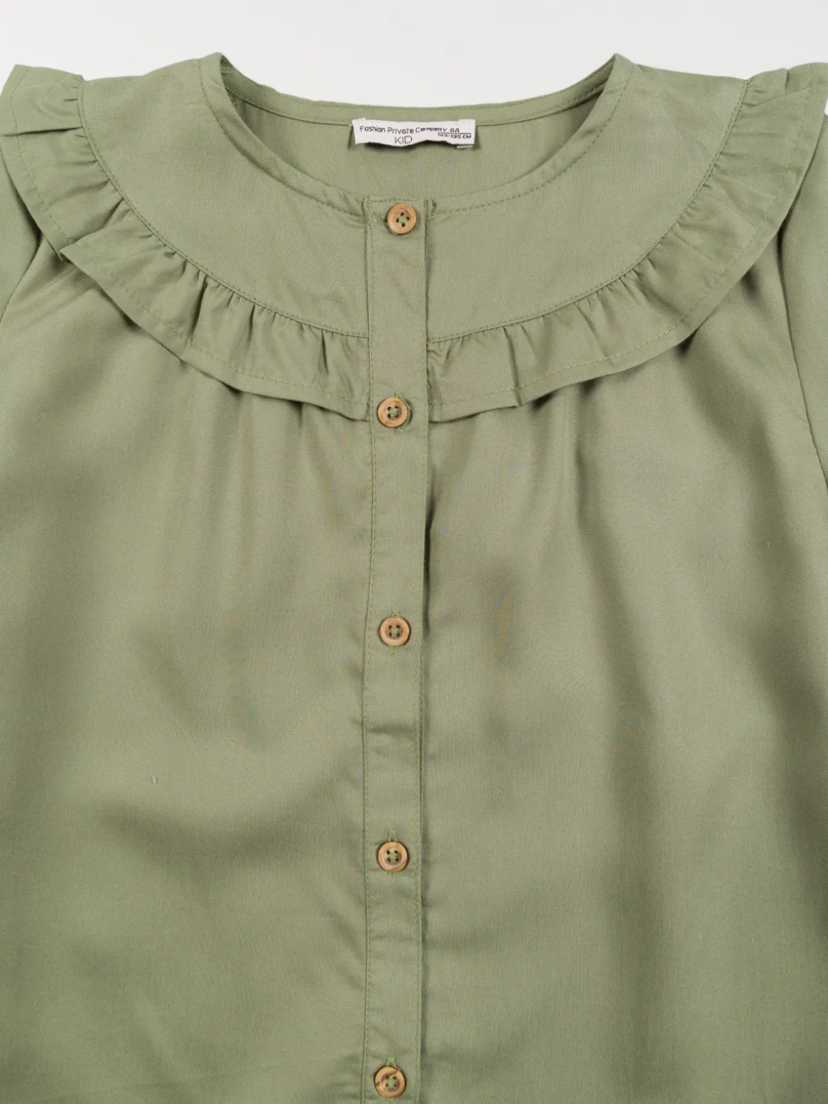 Blouse unie vert camou fille (3-12A)