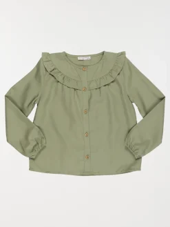 Blouse unie vert camou fille (3-12A)