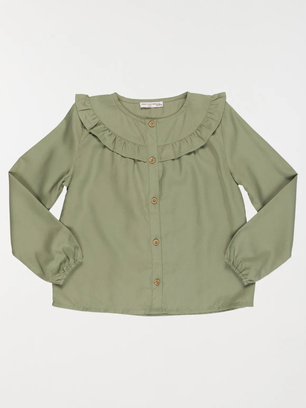 Blouse unie vert camou fille (3-12A)