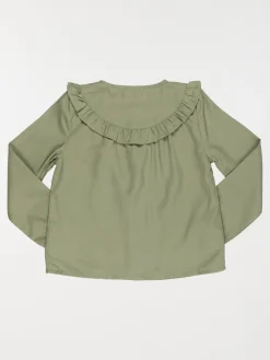 Blouse unie vert camou fille (3-12A)