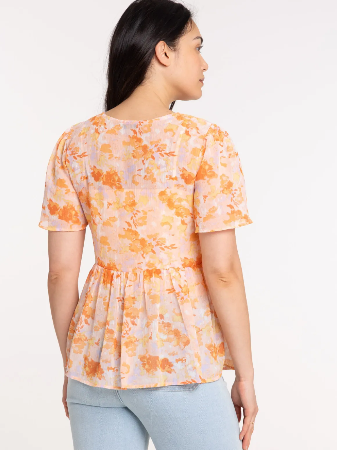 Blouse voile fleuri femme