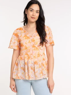 Blouse voile fleuri femme