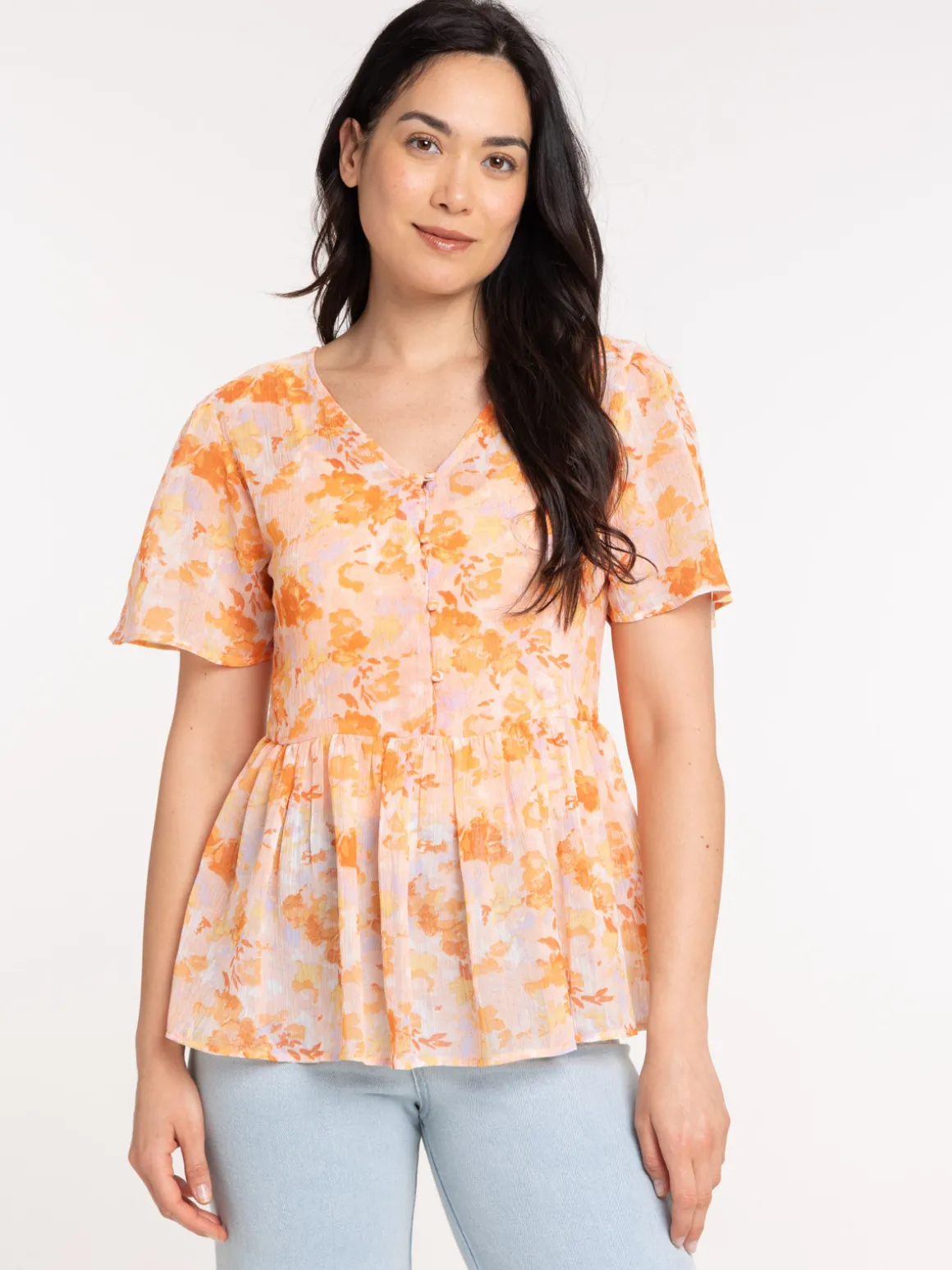 Blouse voile fleuri femme