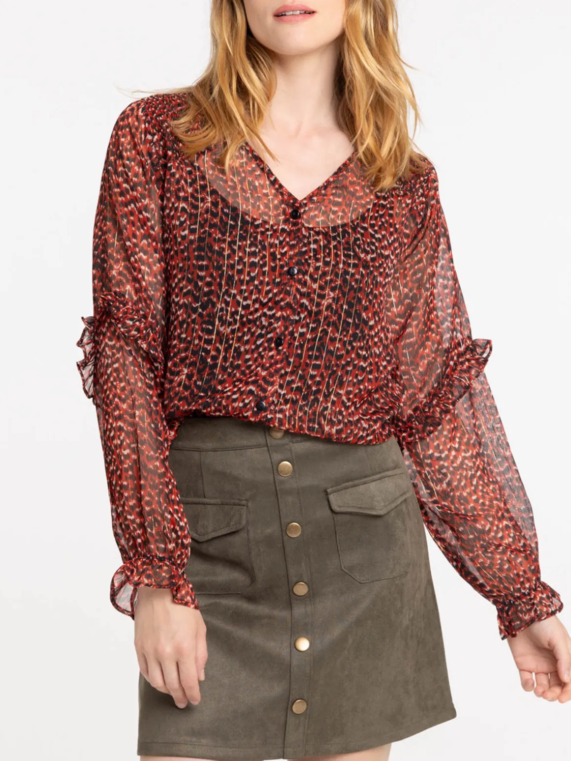 Blouse voile imprimée femme