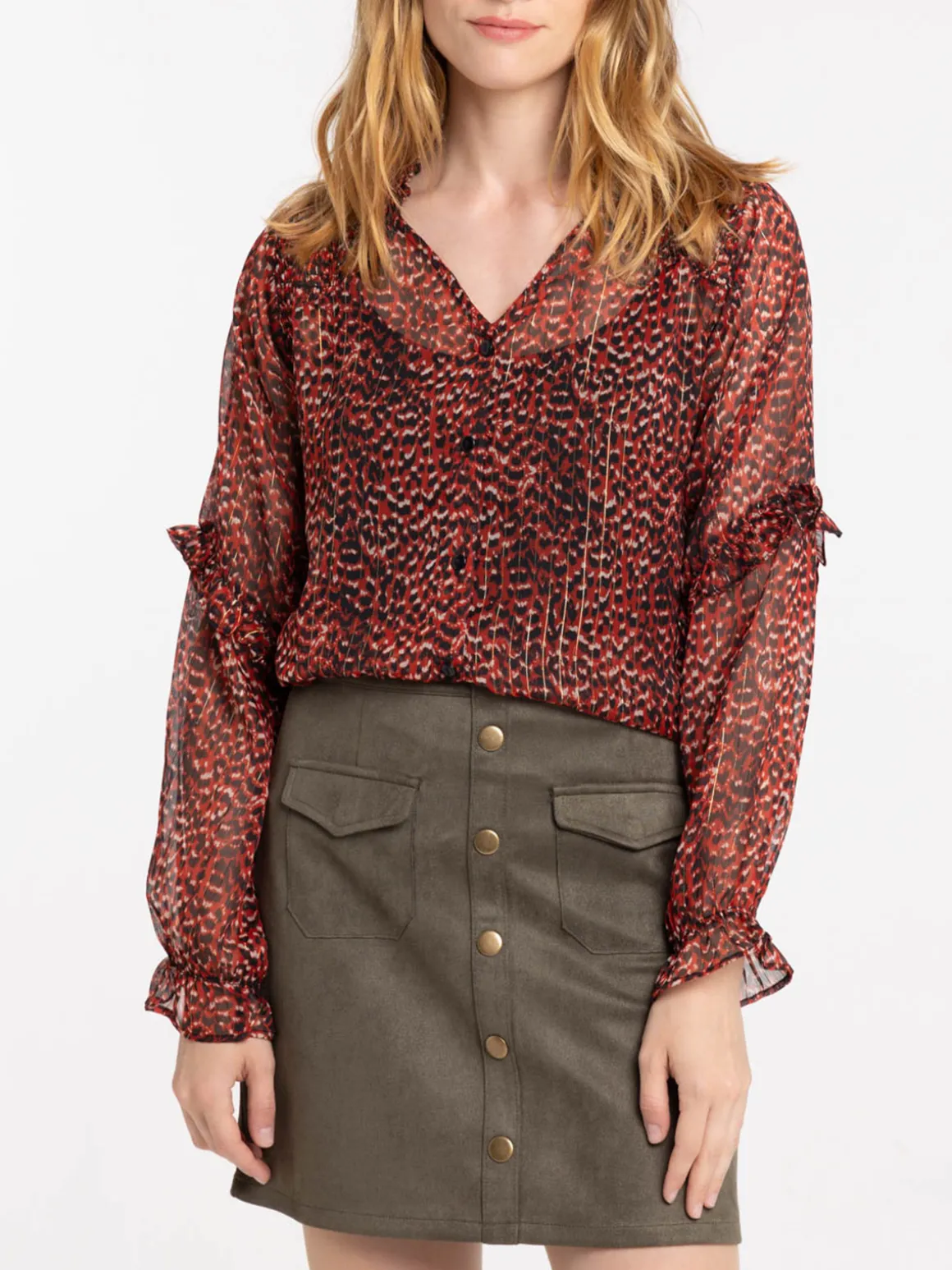 Blouse voile imprimée femme